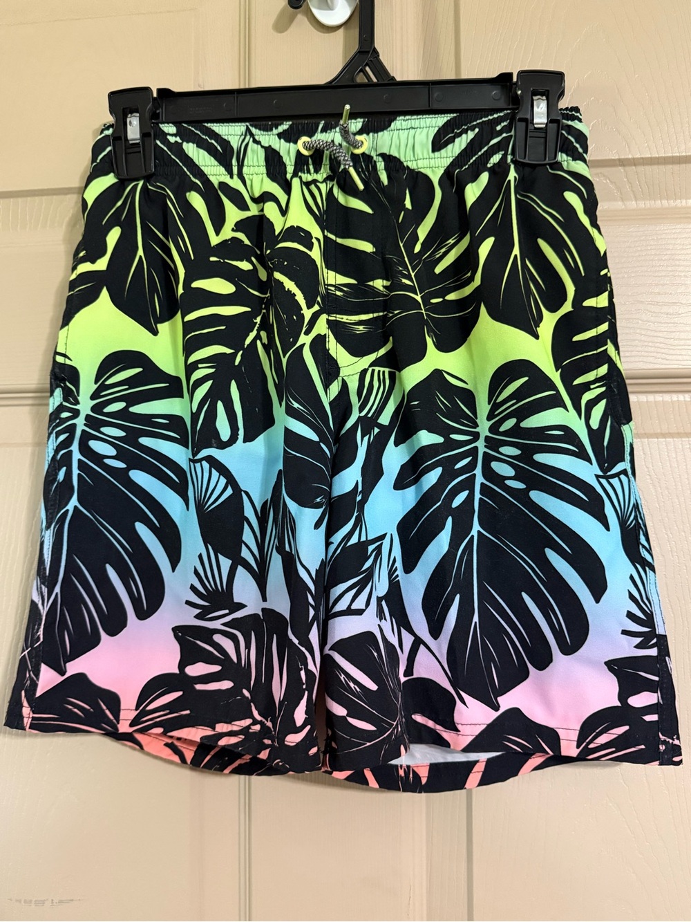 Wonder Nation Neon Green Blue Pink Tropical Swim Trunks